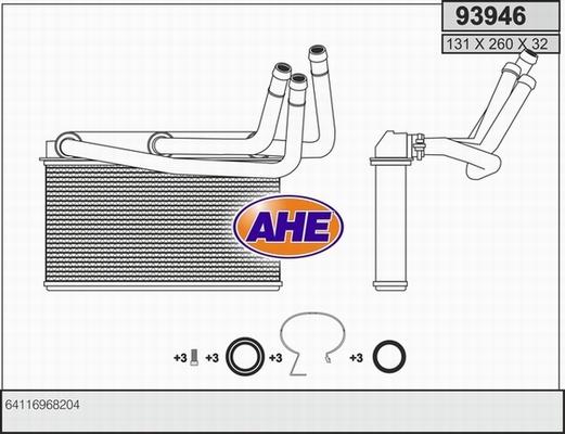 AHE 93946 - Scambiatore calore, Riscaldamento abitacolo autozon.pro