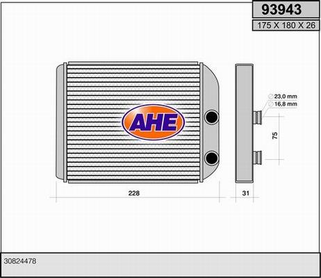 AHE 93943 - Scambiatore calore, Riscaldamento abitacolo autozon.pro