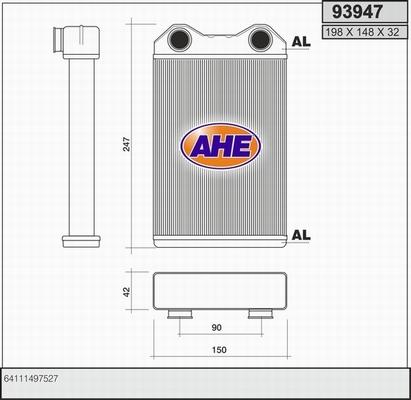 AHE 93947 - Scambiatore calore, Riscaldamento abitacolo autozon.pro