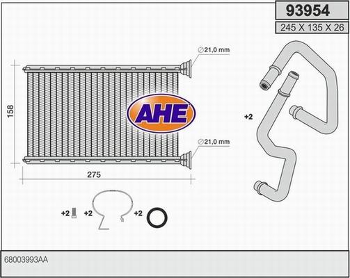 AHE 93954 - Scambiatore calore, Riscaldamento abitacolo autozon.pro