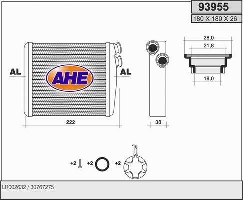 AHE 93955 - Scambiatore calore, Riscaldamento abitacolo autozon.pro