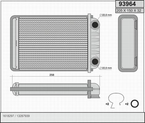 AHE 93964 - Scambiatore calore, Riscaldamento abitacolo autozon.pro