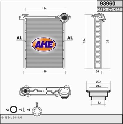 AHE 93960 - Scambiatore calore, Riscaldamento abitacolo autozon.pro