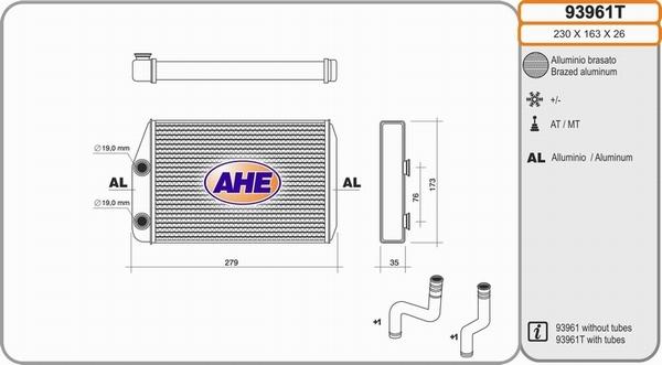 AHE 93961T - Scambiatore calore, Riscaldamento abitacolo autozon.pro