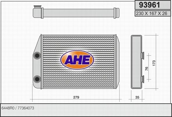 AHE 93961 - Scambiatore calore, Riscaldamento abitacolo autozon.pro