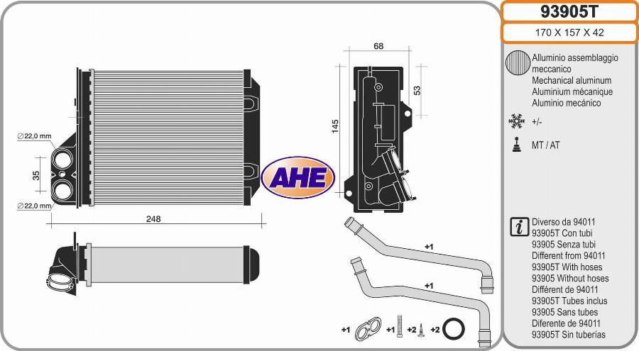 AHE 93905T - Scambiatore calore, Riscaldamento abitacolo autozon.pro