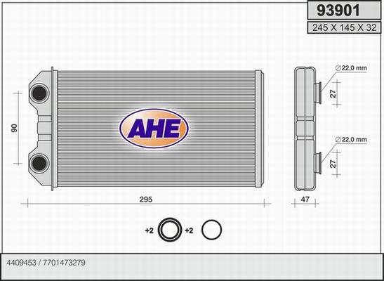 AHE 93901 - Scambiatore calore, Riscaldamento abitacolo autozon.pro