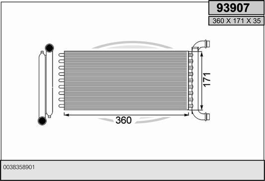 AHE 93907 - Scambiatore calore, Riscaldamento abitacolo autozon.pro