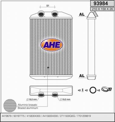 AHE 93984 - Scambiatore calore, Riscaldamento abitacolo autozon.pro