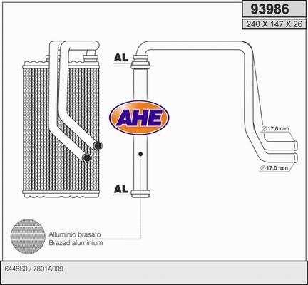 AHE 93986 - Scambiatore calore, Riscaldamento abitacolo autozon.pro