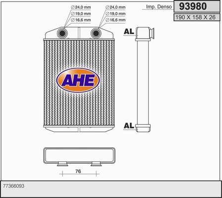 AHE 93980 - Scambiatore calore, Riscaldamento abitacolo autozon.pro