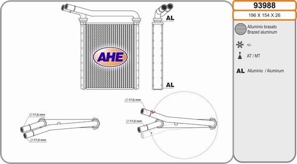 AHE 93988 - Scambiatore calore, Riscaldamento abitacolo autozon.pro