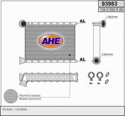 AHE 93983 - Scambiatore calore, Riscaldamento abitacolo autozon.pro