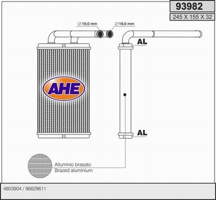 AHE 93982 - Scambiatore calore, Riscaldamento abitacolo autozon.pro