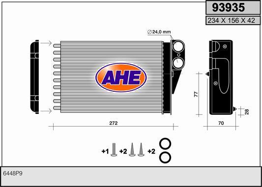 AHE 93935 - Scambiatore calore, Riscaldamento abitacolo autozon.pro