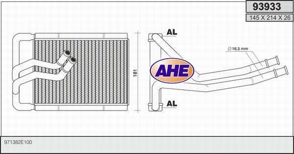 AHE 93933 - Scambiatore calore, Riscaldamento abitacolo autozon.pro