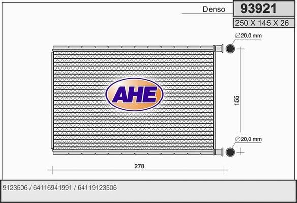 AHE 93921 - Scambiatore calore, Riscaldamento abitacolo autozon.pro