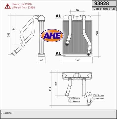 AHE 93928 - Scambiatore calore, Riscaldamento abitacolo autozon.pro