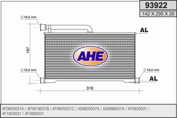 AHE 93922 - Scambiatore calore, Riscaldamento abitacolo autozon.pro