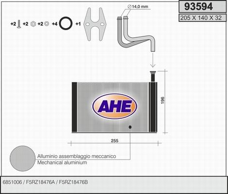 AHE 93594 - Scambiatore calore, Riscaldamento abitacolo autozon.pro