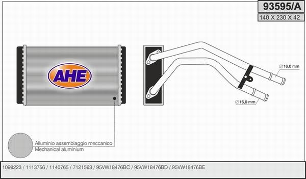 AHE 93595/A - Scambiatore calore, Riscaldamento abitacolo autozon.pro