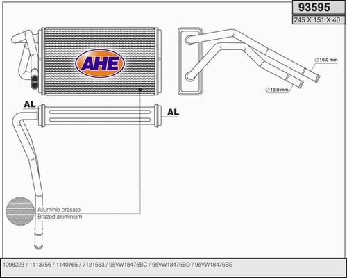 AHE 93595 - Scambiatore calore, Riscaldamento abitacolo autozon.pro