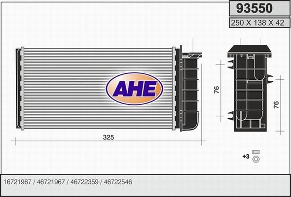 AHE 93550 - Scambiatore calore, Riscaldamento abitacolo autozon.pro