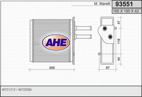 AHE 93551 - Scambiatore calore, Riscaldamento abitacolo autozon.pro