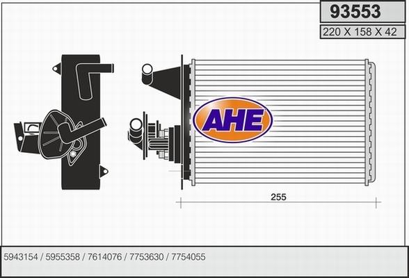 AHE 93553 - Scambiatore calore, Riscaldamento abitacolo autozon.pro