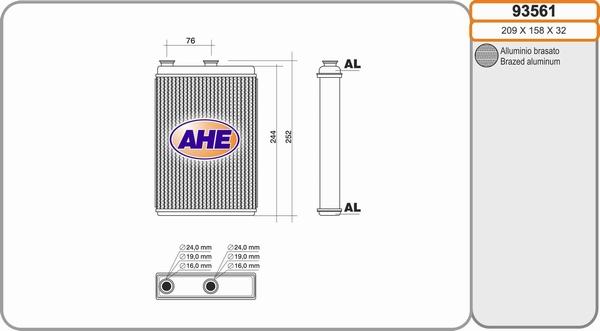 AHE 93561 - Scambiatore calore, Riscaldamento abitacolo autozon.pro