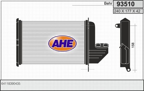 AHE 93510 - Scambiatore calore, Riscaldamento abitacolo autozon.pro