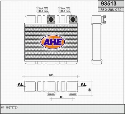 AHE 93513 - Scambiatore calore, Riscaldamento abitacolo autozon.pro