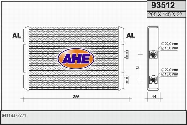 AHE 93512 - Scambiatore calore, Riscaldamento abitacolo autozon.pro