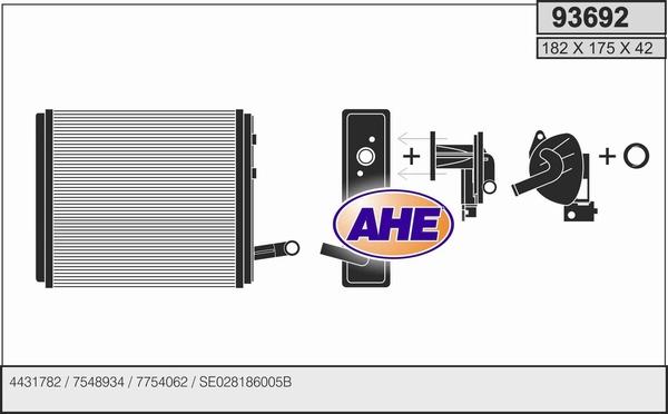 AHE 93692 - Scambiatore calore, Riscaldamento abitacolo autozon.pro