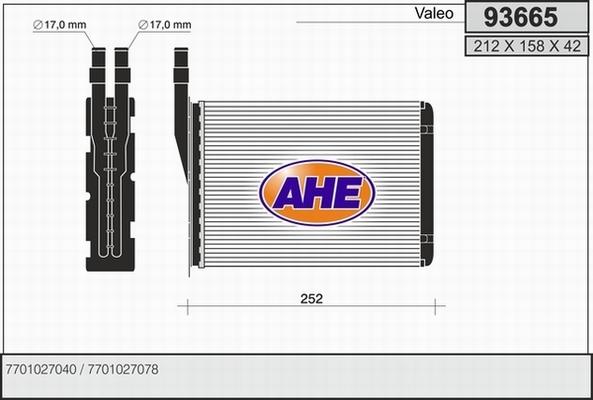 AHE 93665 - Scambiatore calore, Riscaldamento abitacolo autozon.pro