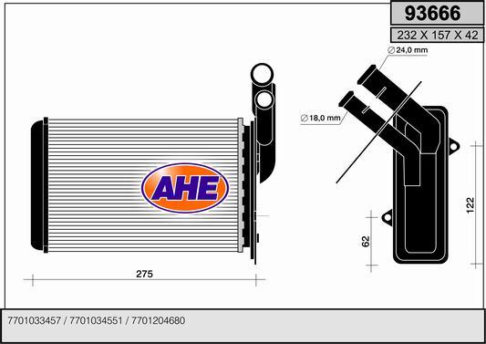 AHE 93666 - Scambiatore calore, Riscaldamento abitacolo autozon.pro