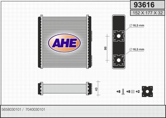 AHE 93616 - Scambiatore calore, Riscaldamento abitacolo autozon.pro