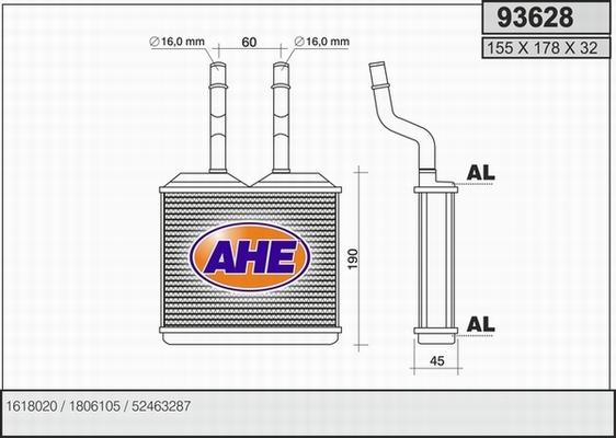 AHE 93628 - Scambiatore calore, Riscaldamento abitacolo autozon.pro