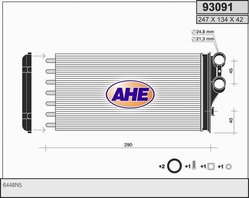 AHE 93091 - Scambiatore calore, Riscaldamento abitacolo autozon.pro