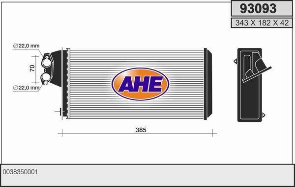 AHE 93093 - Scambiatore calore, Riscaldamento abitacolo autozon.pro