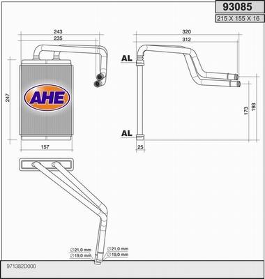 AHE 93085 - Scambiatore calore, Riscaldamento abitacolo autozon.pro