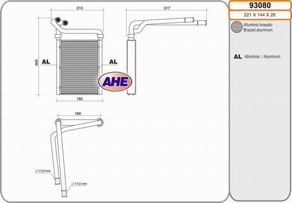 AHE 93080 - Scambiatore calore, Riscaldamento abitacolo autozon.pro