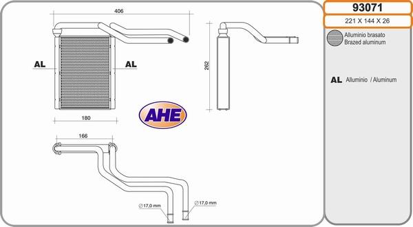 AHE 93071 - Scambiatore calore, Riscaldamento abitacolo autozon.pro