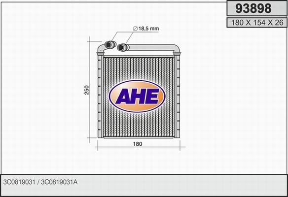 AHE 93898 - Scambiatore calore, Riscaldamento abitacolo autozon.pro