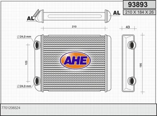 AHE 93893 - Scambiatore calore, Riscaldamento abitacolo autozon.pro