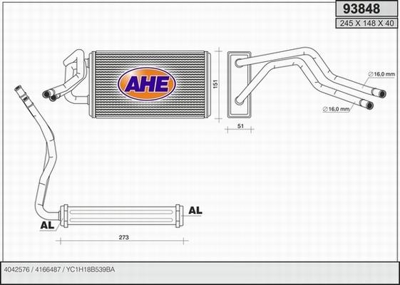 AHE 93848 - Scambiatore calore, Riscaldamento abitacolo autozon.pro