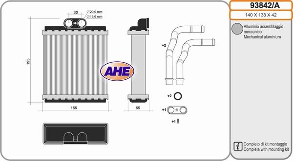 AHE 93842/A - Scambiatore calore, Riscaldamento abitacolo autozon.pro