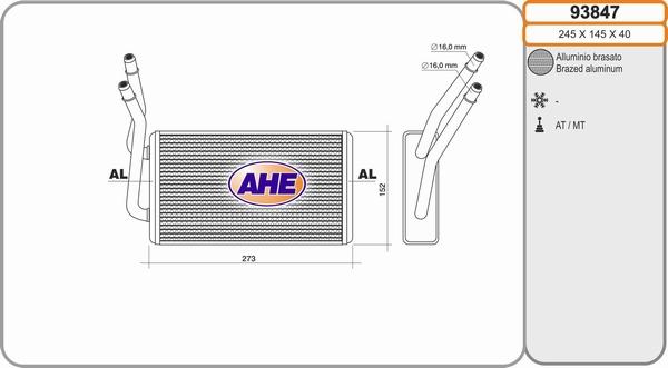 AHE 93847 - Scambiatore calore, Riscaldamento abitacolo autozon.pro