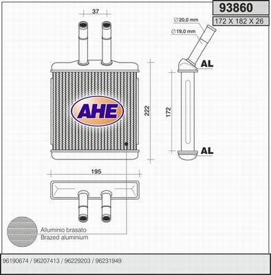 AHE 93860 - Scambiatore calore, Riscaldamento abitacolo autozon.pro