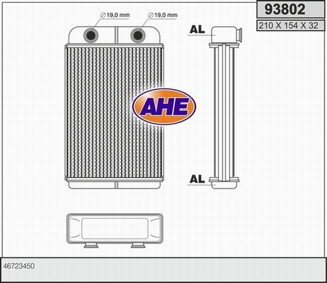 AHE 93802 - Scambiatore calore, Riscaldamento abitacolo autozon.pro